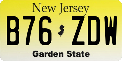 NJ license plate B76ZDW