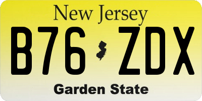 NJ license plate B76ZDX
