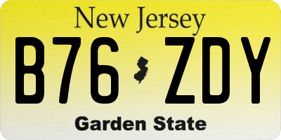 NJ license plate B76ZDY