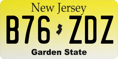 NJ license plate B76ZDZ