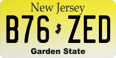 NJ license plate B76ZED
