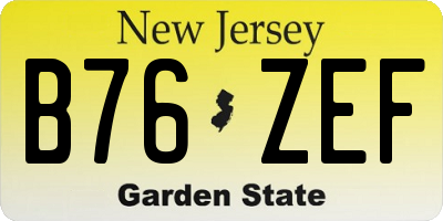 NJ license plate B76ZEF