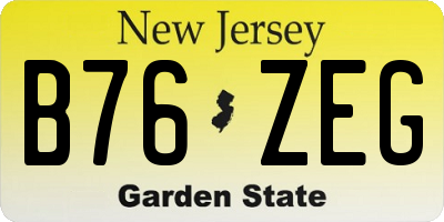 NJ license plate B76ZEG