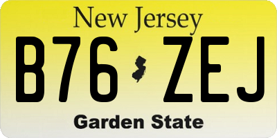 NJ license plate B76ZEJ