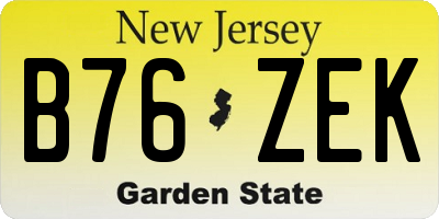 NJ license plate B76ZEK