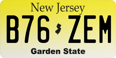 NJ license plate B76ZEM