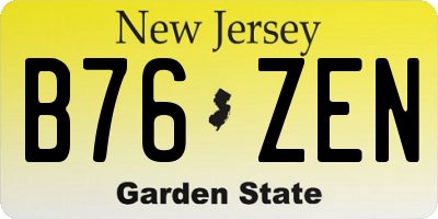 NJ license plate B76ZEN