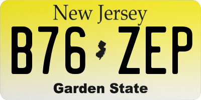 NJ license plate B76ZEP