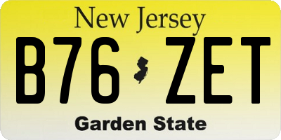 NJ license plate B76ZET