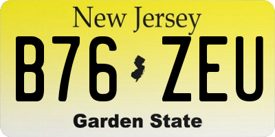 NJ license plate B76ZEU