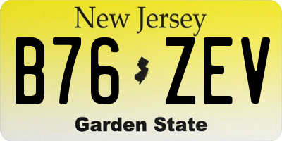NJ license plate B76ZEV