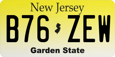 NJ license plate B76ZEW