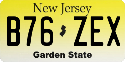 NJ license plate B76ZEX