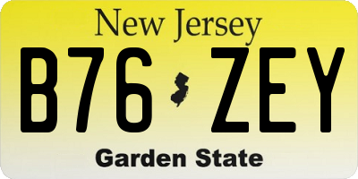 NJ license plate B76ZEY