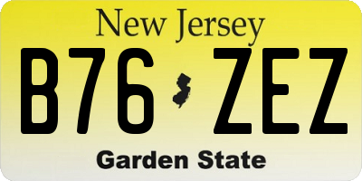 NJ license plate B76ZEZ