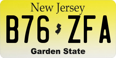 NJ license plate B76ZFA