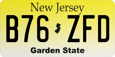 NJ license plate B76ZFD