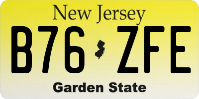 NJ license plate B76ZFE