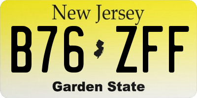 NJ license plate B76ZFF