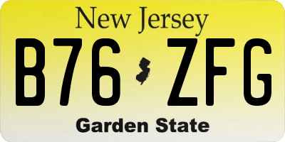 NJ license plate B76ZFG
