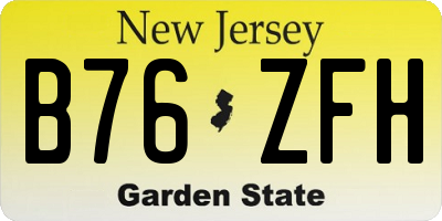 NJ license plate B76ZFH