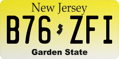 NJ license plate B76ZFI