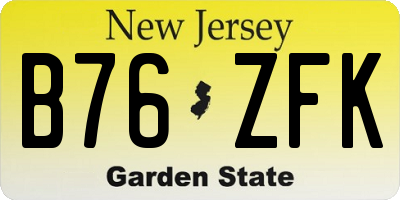 NJ license plate B76ZFK