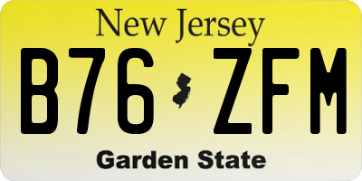 NJ license plate B76ZFM