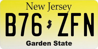 NJ license plate B76ZFN