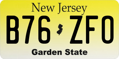 NJ license plate B76ZFO