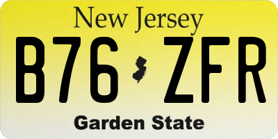 NJ license plate B76ZFR