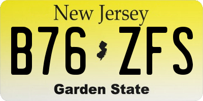 NJ license plate B76ZFS