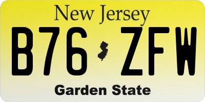 NJ license plate B76ZFW