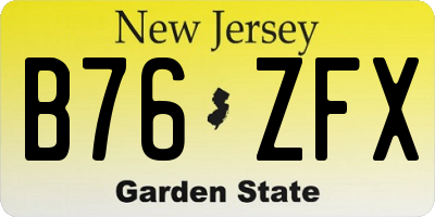 NJ license plate B76ZFX