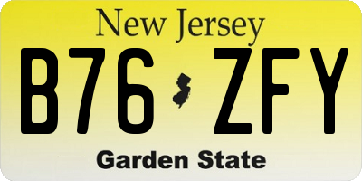 NJ license plate B76ZFY