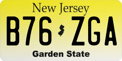 NJ license plate B76ZGA