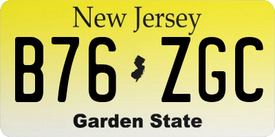 NJ license plate B76ZGC