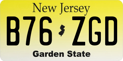 NJ license plate B76ZGD
