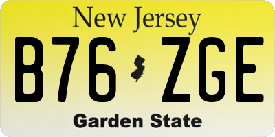 NJ license plate B76ZGE