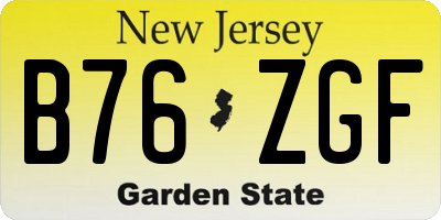 NJ license plate B76ZGF