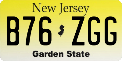 NJ license plate B76ZGG
