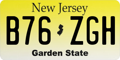NJ license plate B76ZGH
