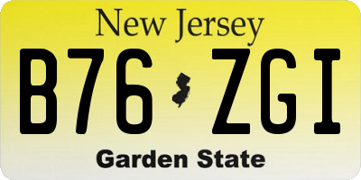 NJ license plate B76ZGI