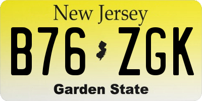 NJ license plate B76ZGK