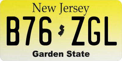 NJ license plate B76ZGL