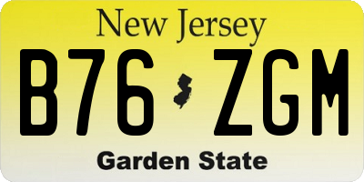 NJ license plate B76ZGM