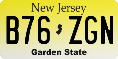 NJ license plate B76ZGN