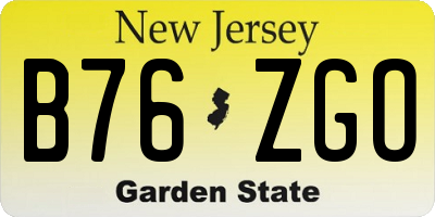 NJ license plate B76ZGO