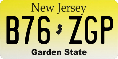 NJ license plate B76ZGP