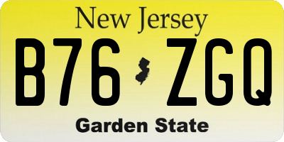NJ license plate B76ZGQ
